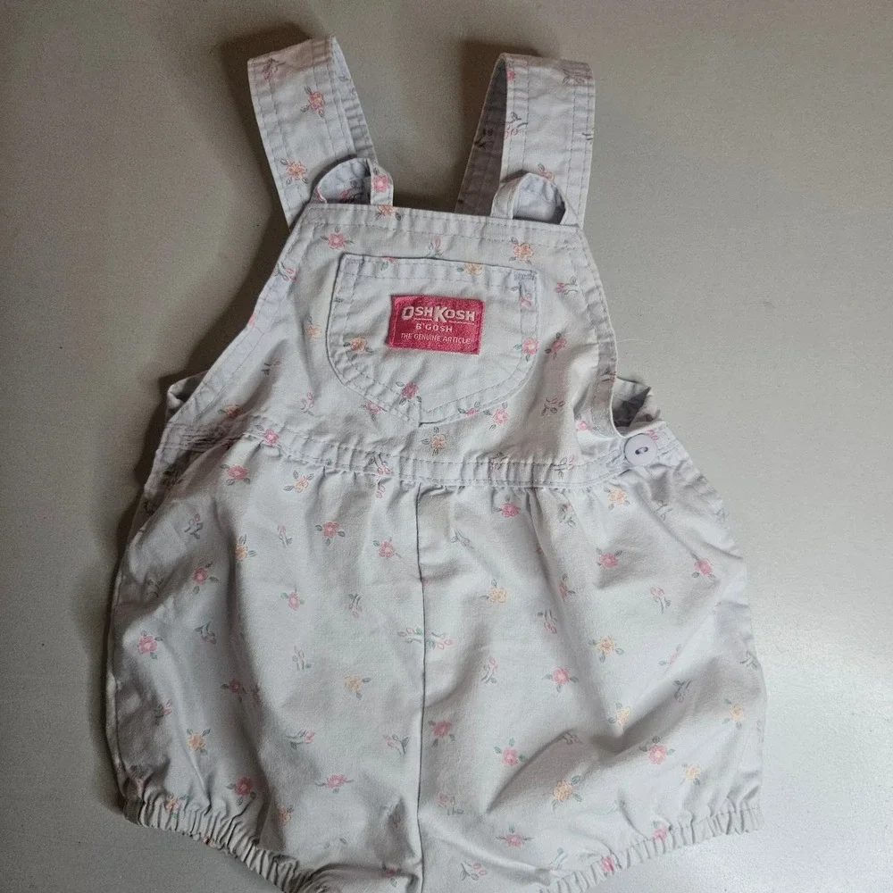 Vintage OshKosh B'gosh 18M Floral Romper and Mock Neck Top Set Made in USA Blue
